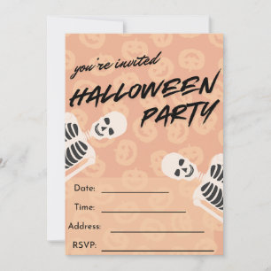 Halloween Party Invitation - Spooky Skeletons