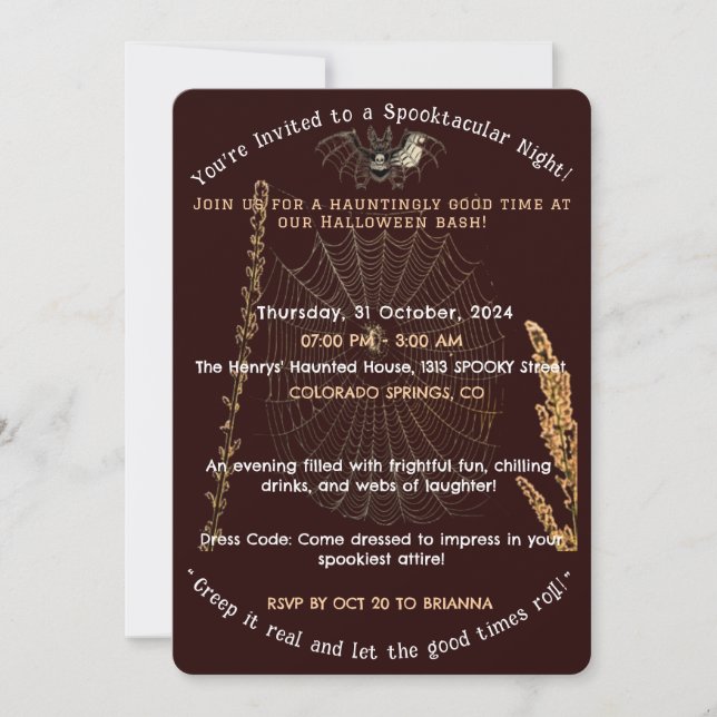 Halloween Party invitation to a Spooktacular Night (Front)
