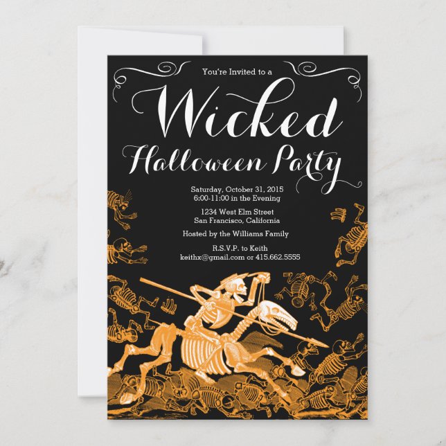 Halloween Party Invitation: Vintage Skeleton Invitation (Front)