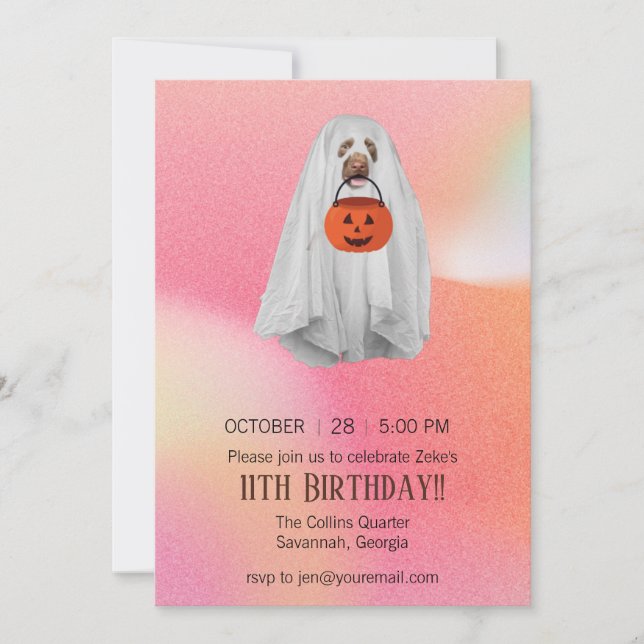 Halloween Party Invitation with Ghost Dog  (Front)