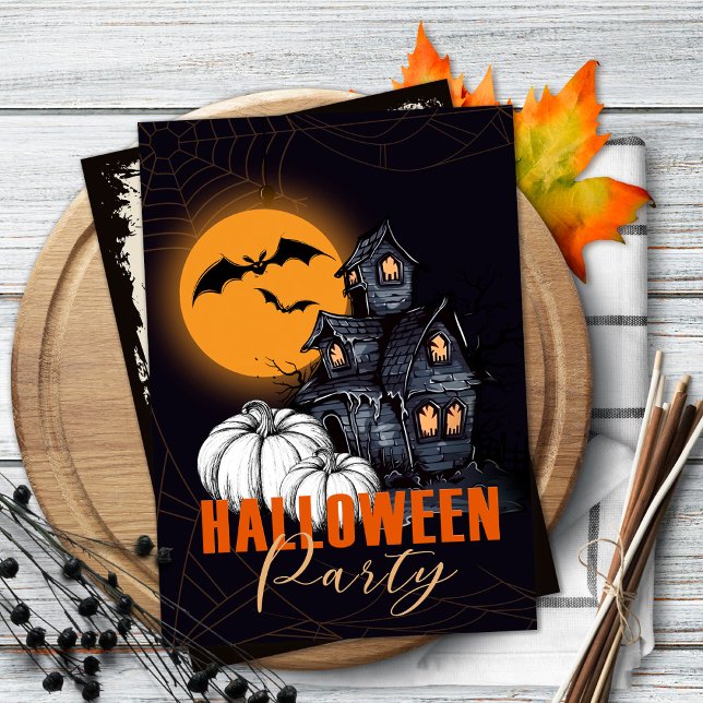 Halloween Party Invitation with Pumpkins and Moon (Creator Uploaded)