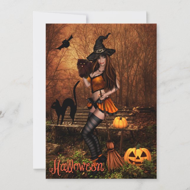 Halloween Party Invitation with Witch (Front)