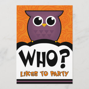 Halloween Party Invitations Cartoon Owl