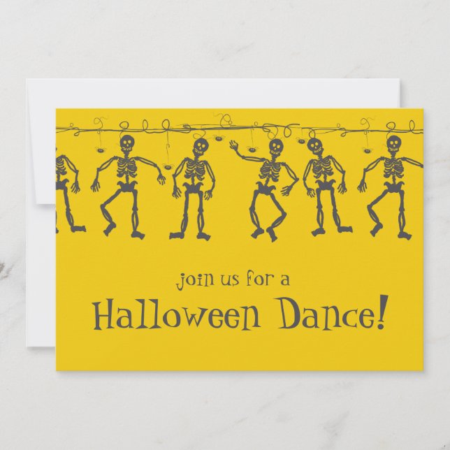Halloween Party Invitations Dance Skeletons (Front)