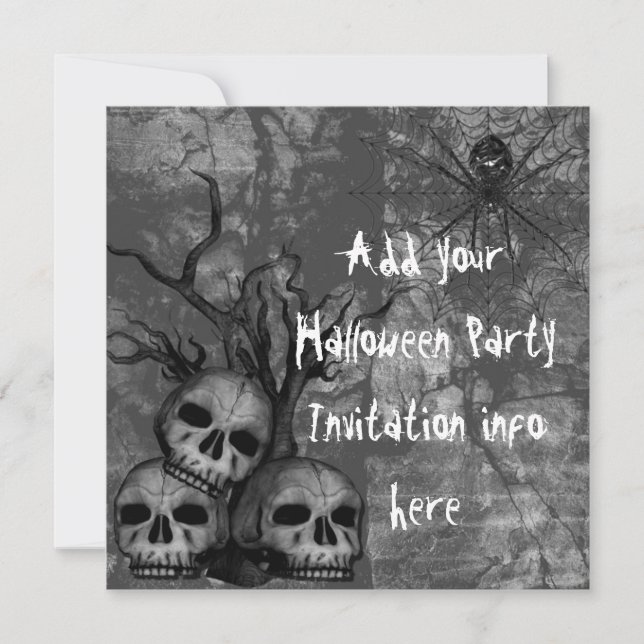 Halloween Party Invitations Goth Skulls (Front)