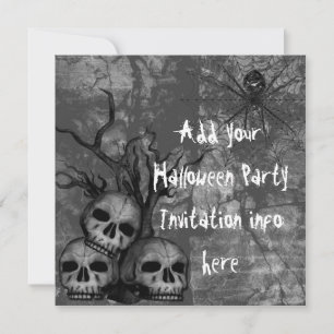 Halloween Party Invitations Goth Skulls