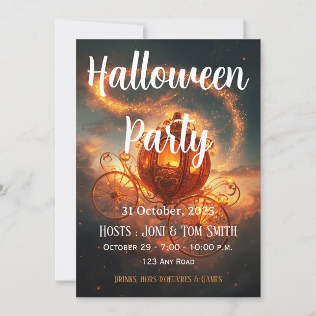 Halloween Party Invite | Elegant Pumpkin Card (Front)
