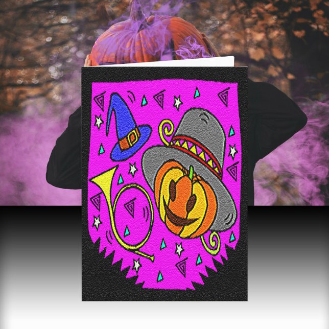 Halloween Party, Jack o' Lantern and Bugle Card (Halloween Party, Jack o' Lantern and Bugle Pattern Card)