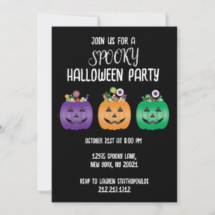 Halloween Party Jack O Lantern Candy Pail Invitation