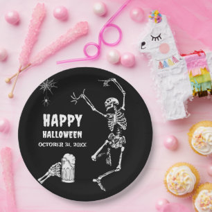 Halloween Party Jump Skeleton Paper Plate