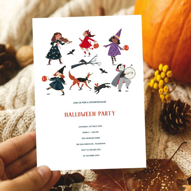 Halloween party kids trick or treat parade holiday card (Halloween party kids trick or treat parade holiday card)