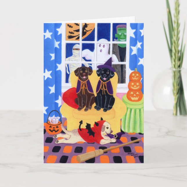 Halloween Party Labradors! Card (Front)