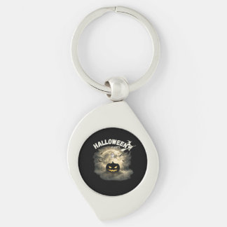 Halloween Party Moon Pumpkin Ghost Vintage Hallowe Key Ring