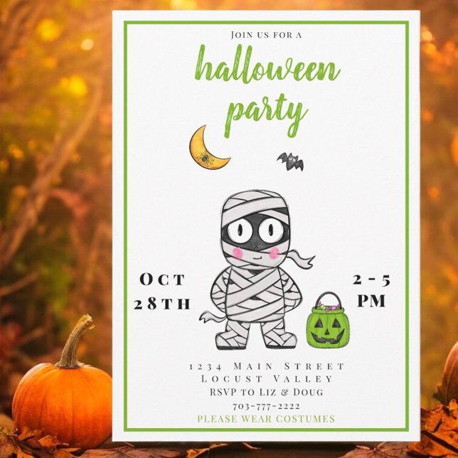Halloween Party Mummy For Kids Invitation (Creator Uploaded)