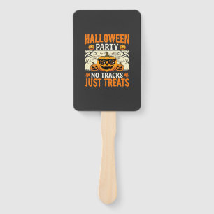 Halloween Party No Tracks Just Treats Pumpkin Hand Fan