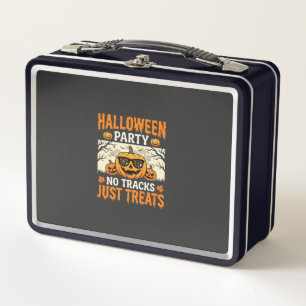 Halloween Party No Tracks Just Treats Pumpkin Metal Lunch Box