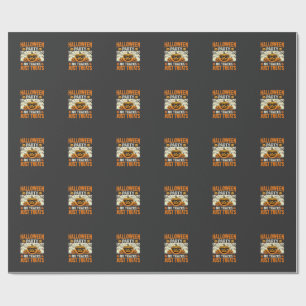 Halloween Party No Tracks Just Treats Pumpkin Wrapping Paper