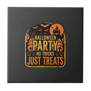 Halloween Party No Tricks Just Treats Design_1 Ceramic Tile