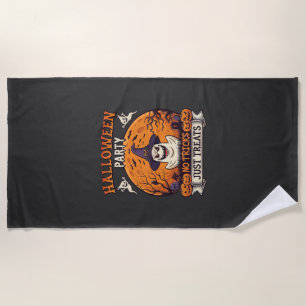 Halloween Party No Tricks Just Treats Ghost Moon P Beach Towel