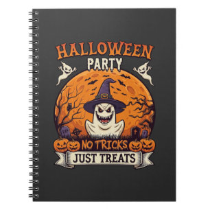 Halloween Party No Tricks Just Treats Ghost Moon P Notebook