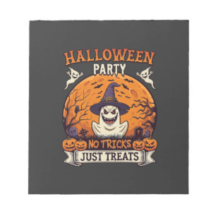 Halloween Party No Tricks Just Treats Ghost Moon P Notepad