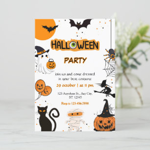Halloween Party Orange & Black Invitation