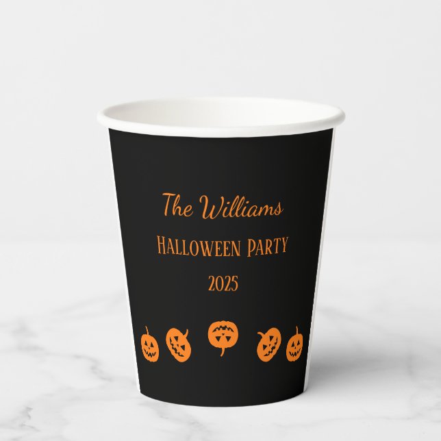 Halloween Party Orange Pumpkins  Paper Cups (Back)