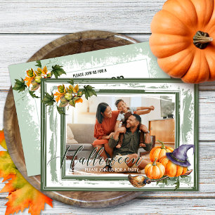 Halloween Party Photo Invitation with Pumpkins