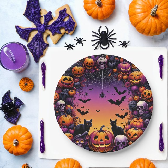 Halloween Party Plates: Spooky and Festive Design Paper Plate (Creator Uploaded)