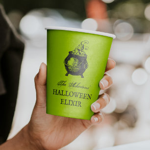 Halloween party potion funny green cauldron paper cups