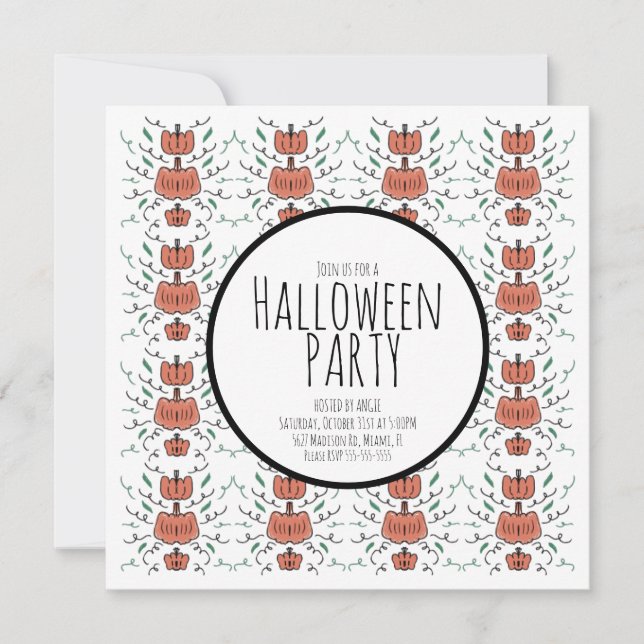 Halloween Party Pumpkin Doodles Invitation (Front)
