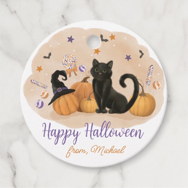Halloween Party Pumpkin  Favour Tags (Front)