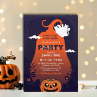 Halloween Party Pumpkin Ghost Graveyard Purple