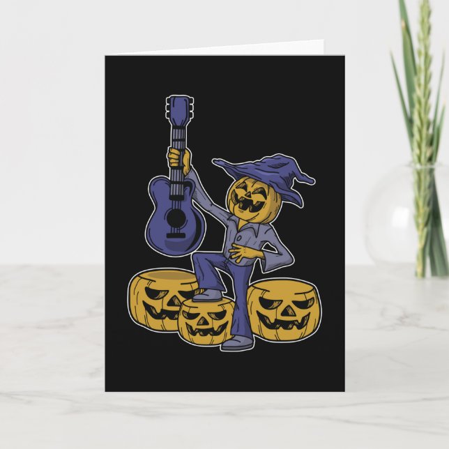 Halloween Party Pumpkin Guitar Music Scary Gift Card (Front)