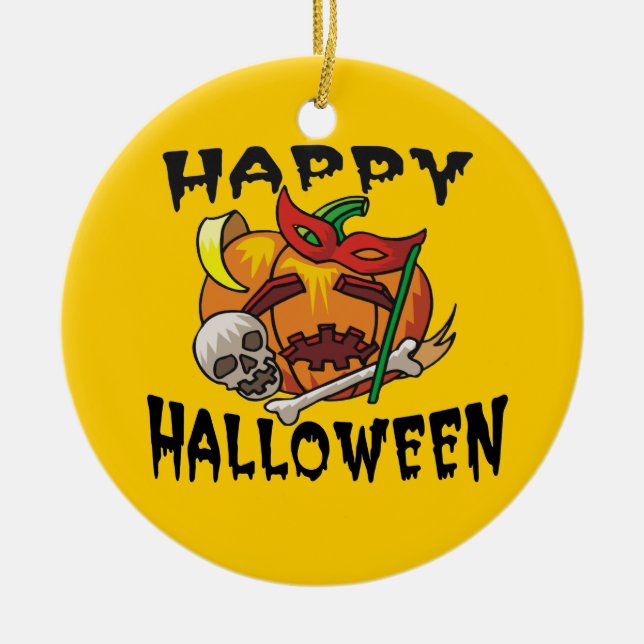 Halloween Party Pumpkin Ornament (Front)