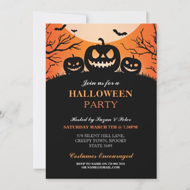 Halloween Party Pumpkin Scary Fun Invitation (Front)