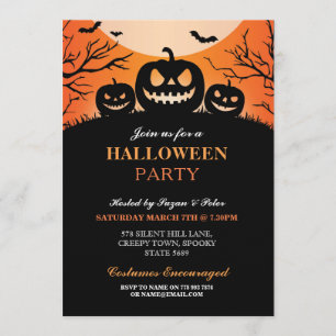 Halloween Party Pumpkin Scary Fun Invitation