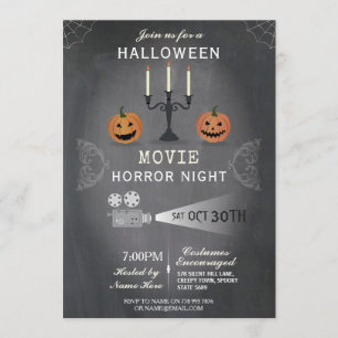 Halloween Party Pumpkin Scary Invite Movie Night