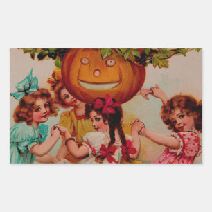 Halloween Party Pumpkin vintage Rectangular Sticker