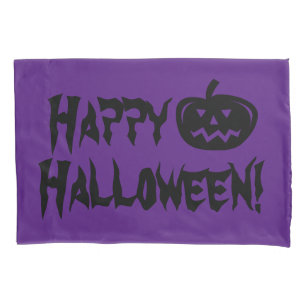 Halloween party purple pumpkin carving pillow case