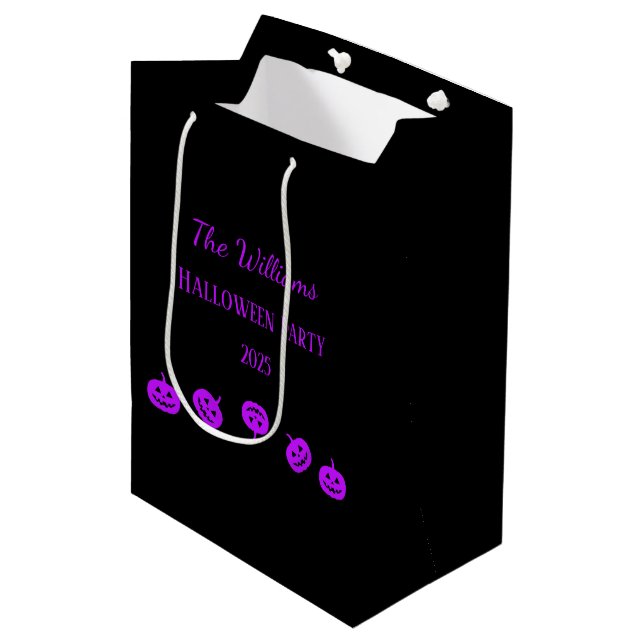 Halloween Party Purple Pumpkins Gift Bag (Front Angled)