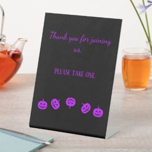Halloween Party Purple Pumpkins Thank You Pedestal Sign