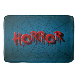 Halloween Party Red Horror Spider Web Blue Scary Bath Mat