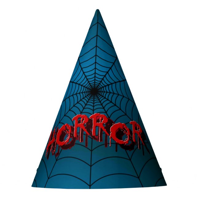 Halloween Party Red Horror Spider Web Blue Scary Party Hat (Front)
