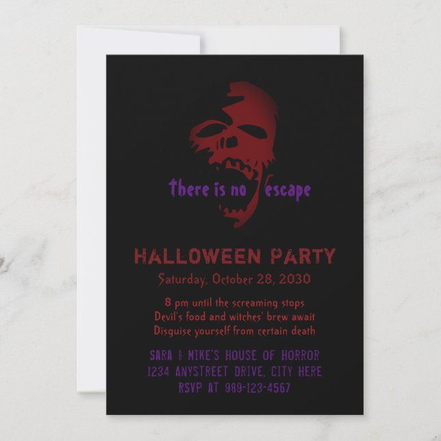 Halloween Party Red Skull Head Creepy Invitation (Front)