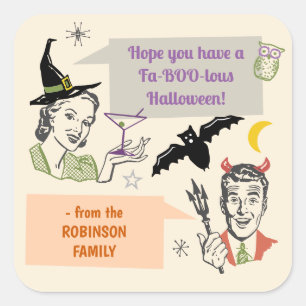 Halloween Party Retro Humour Faboolous Custom Name Square Sticker