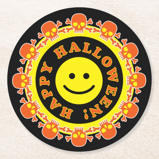 Halloween Party Round Paper Coaster (Front)