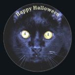 Halloween Party Scary Black Cat Horror Night Classic Round Sticker<br><div class="desc">Halloween Party Scary Black Cat Horror Night Classic Round Sticker. Unique,  beautiful,  stylish design. Easy to be personalised. Font style,  size and colours can be changed. Matching items are available.</div>