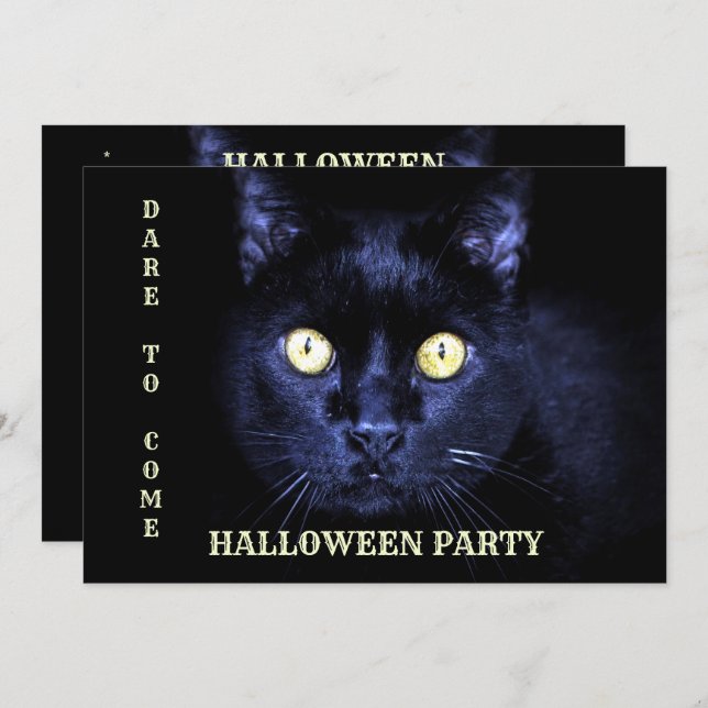 Halloween Party Scary Black Cat Horror Night Invitation (Front/Back)