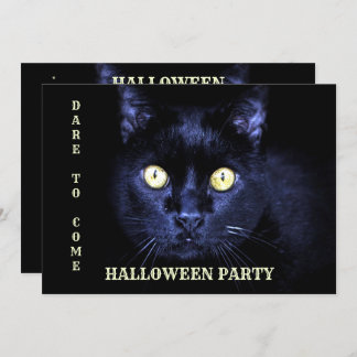Halloween Party Scary Black Cat Horror Night Invitation